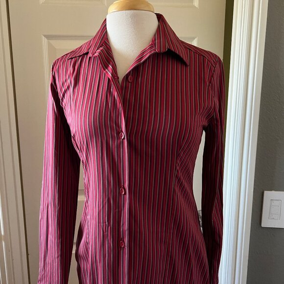 FAITHFULL THE BRAND En Vau Shirtdress 4/S in Wine Stripe - Picture 5 of 11